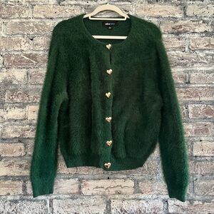 Green Fuzzy Cardigan
